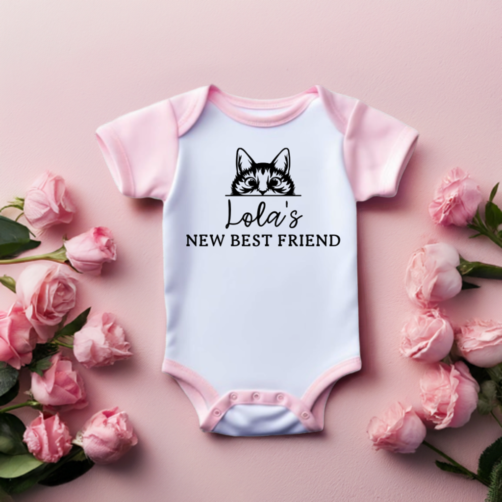 Custom Cat Lover Baby Grow | Pink/Blue 3-6M