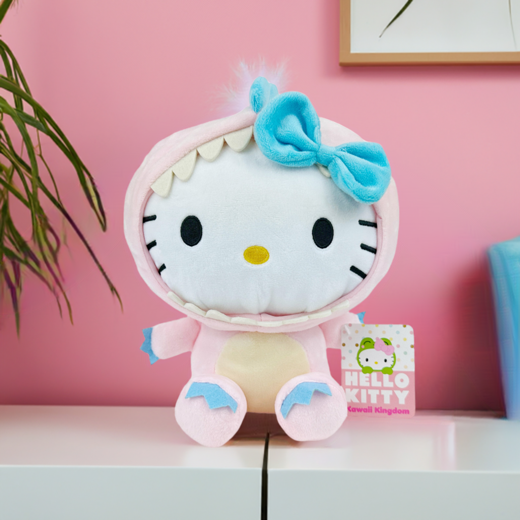 Official Hello Kitty Kawaii Kingdom Pink Dinosaur Outfit Soft Plush 10"