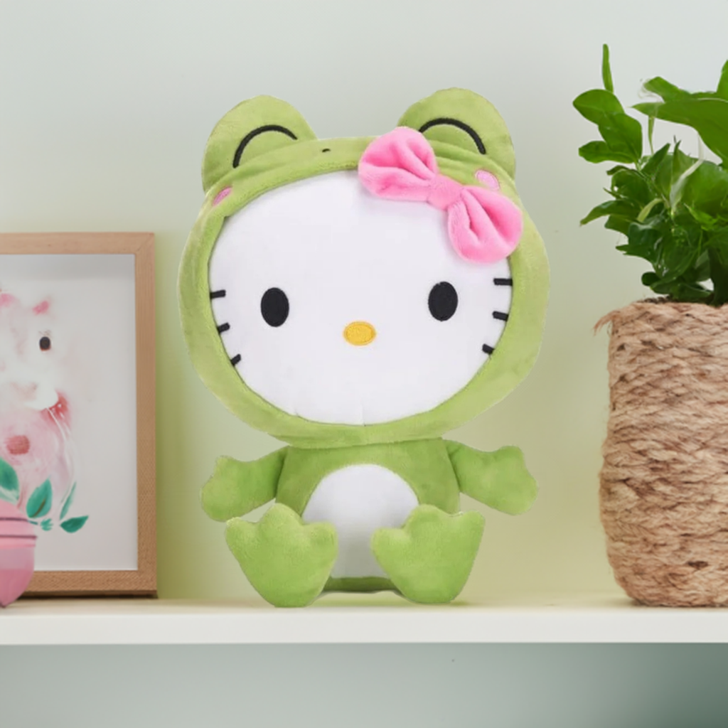 Official Sanrio Hello Kitty Kawaii Kingdom Green Frog Outfit Soft Plush 10" Toy