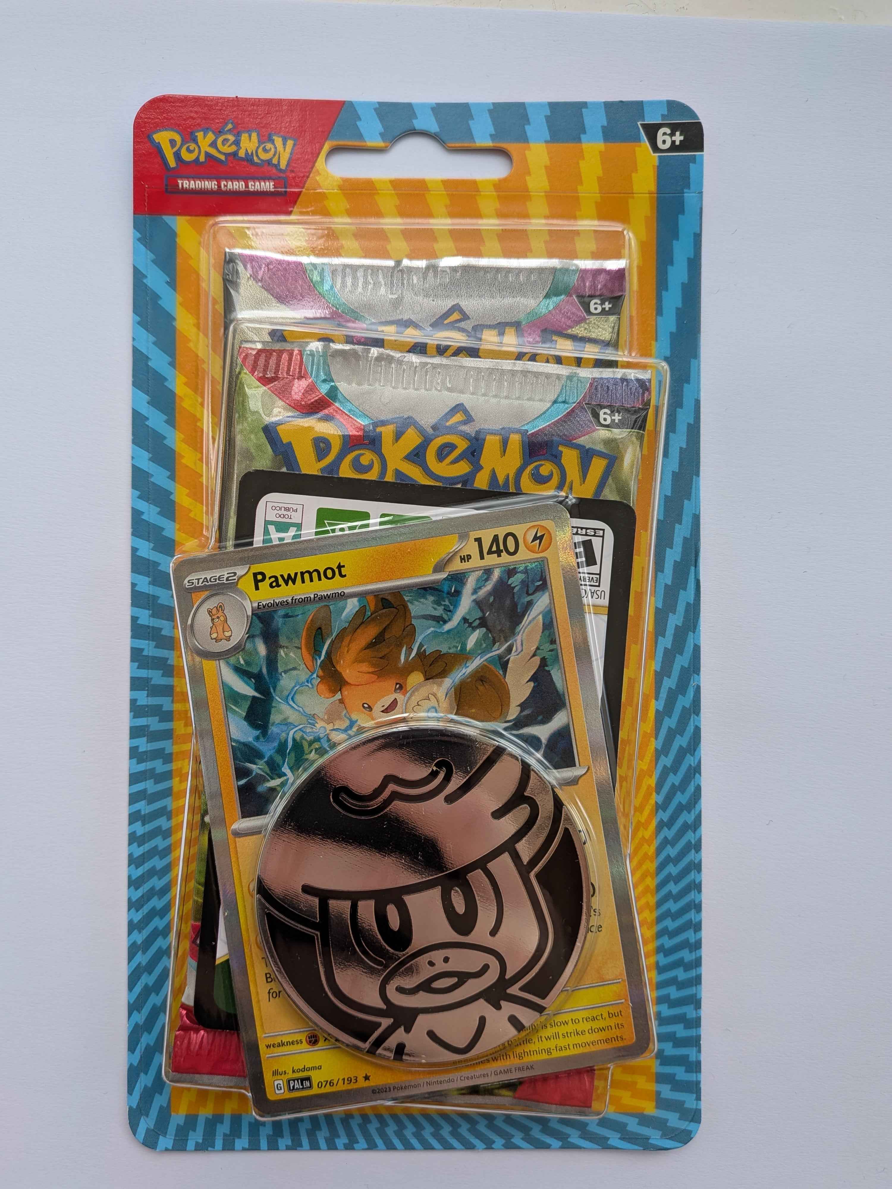 Pokemon Pawmot 2 Pack Blister with coin - Paldea Evolved/Scarlet & Violet Base English Pokemon Trading card game