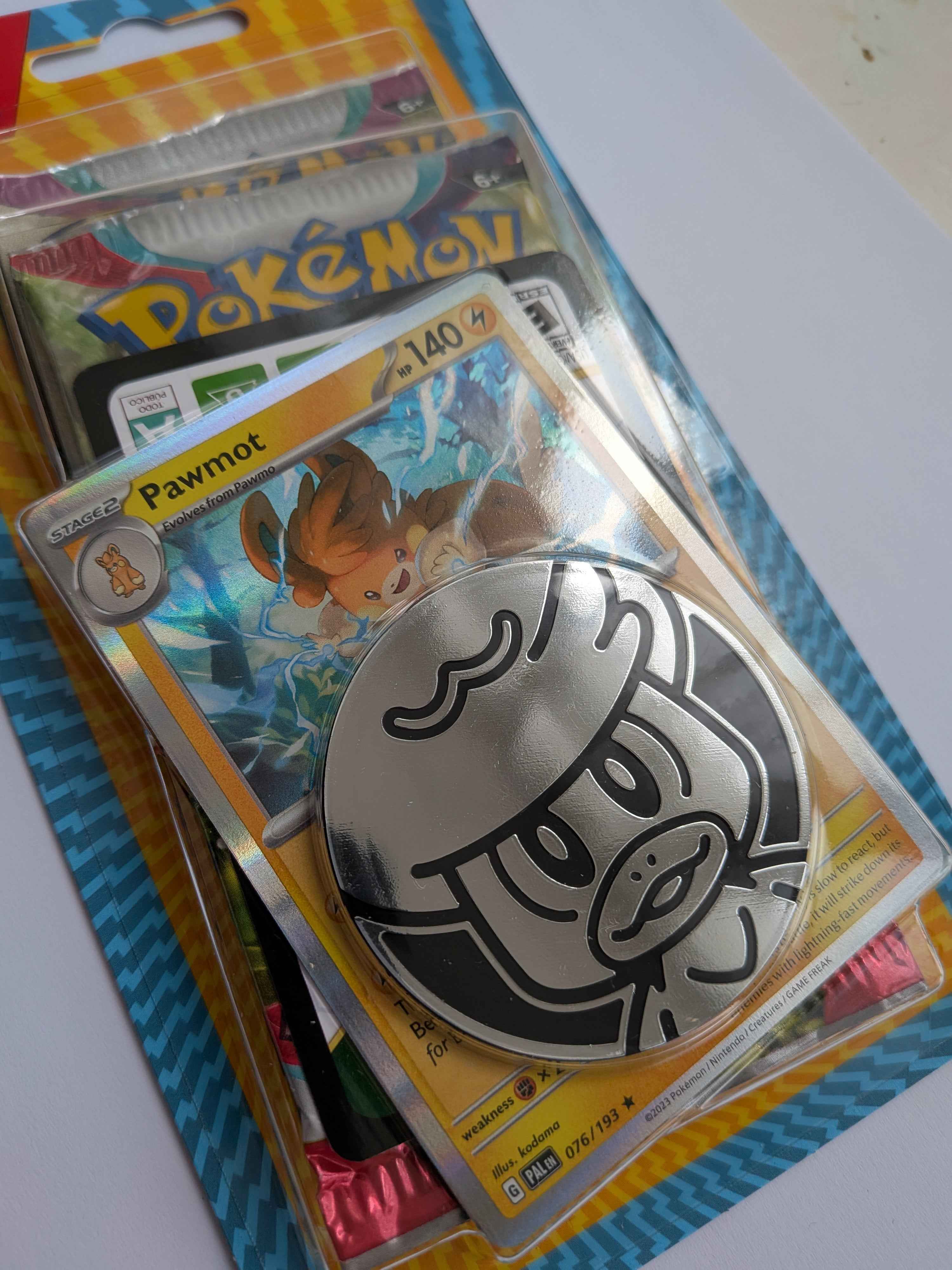 Pokemon Pawmot 2 Pack Blister with coin - Paldea Evolved/Scarlet & Violet Base English Pokemon Trading card game