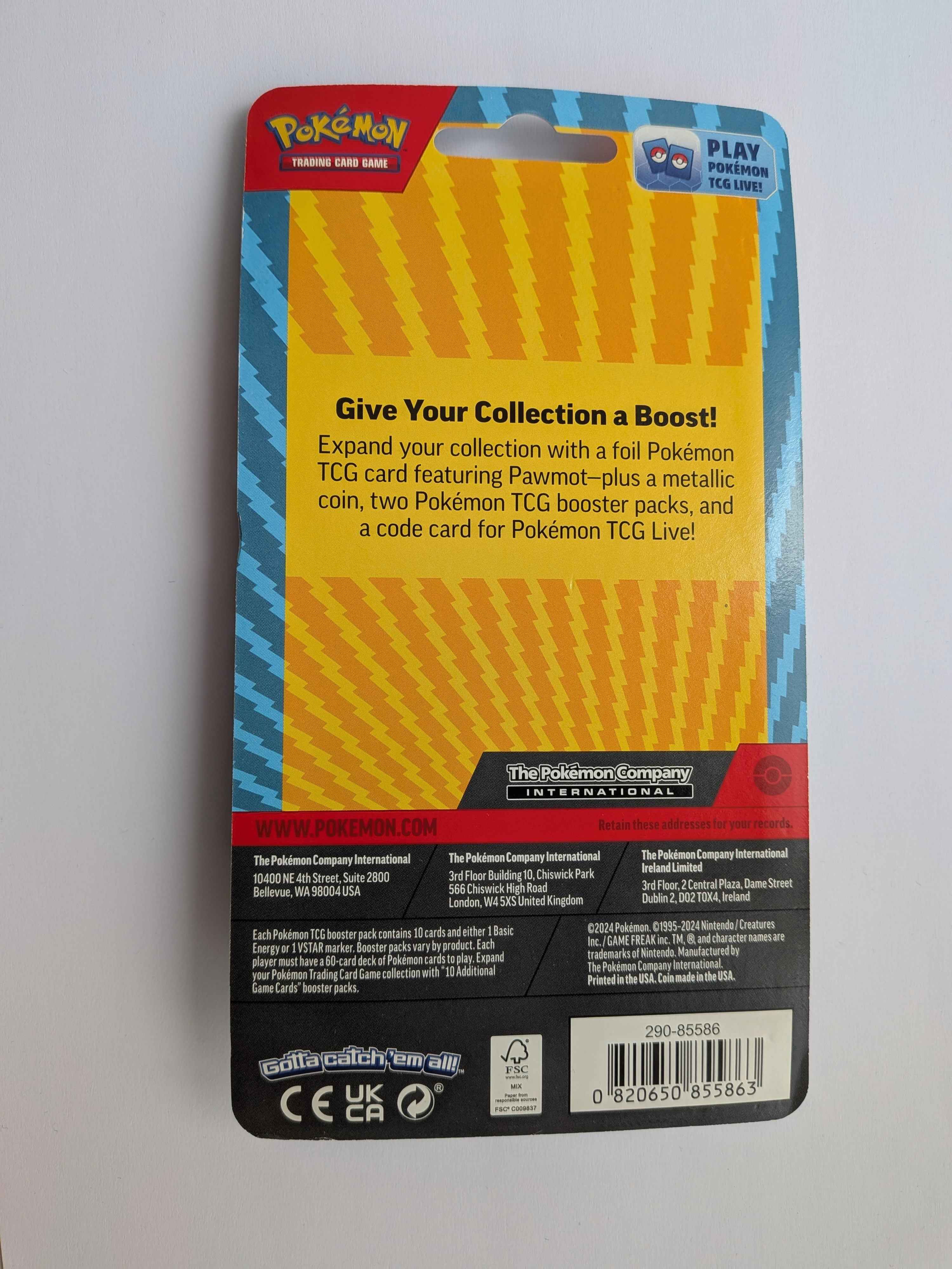 Pokemon Pawmot 2 Pack Blister with coin - Paldea Evolved/Scarlet & Violet Base English Pokemon Trading card game