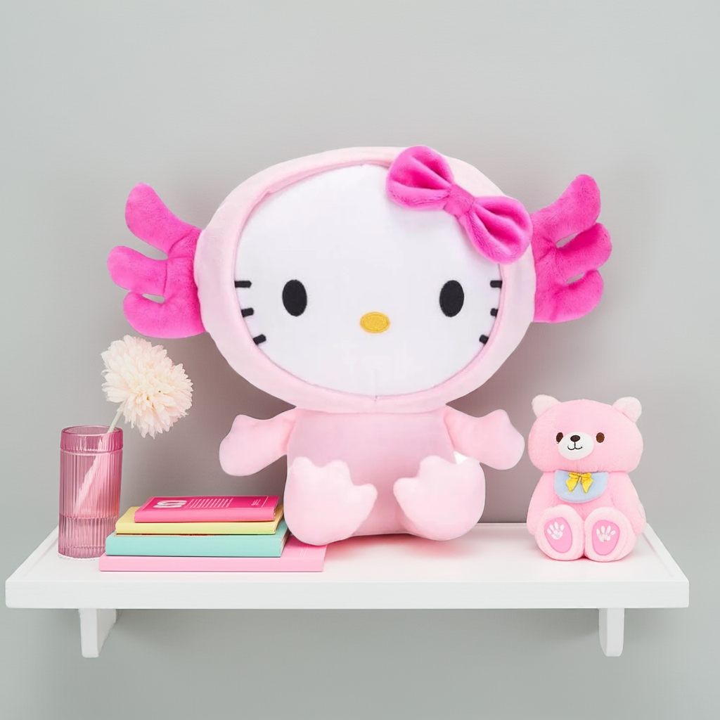 Official Sanrio Hello Kitty Kawaii Kingdom Pink Axolotl Outfit Soft Plush 10" Toy - Delightful Adventures