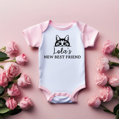 Custom Cat Lover Baby Grow | Pink/Blue 3-6M