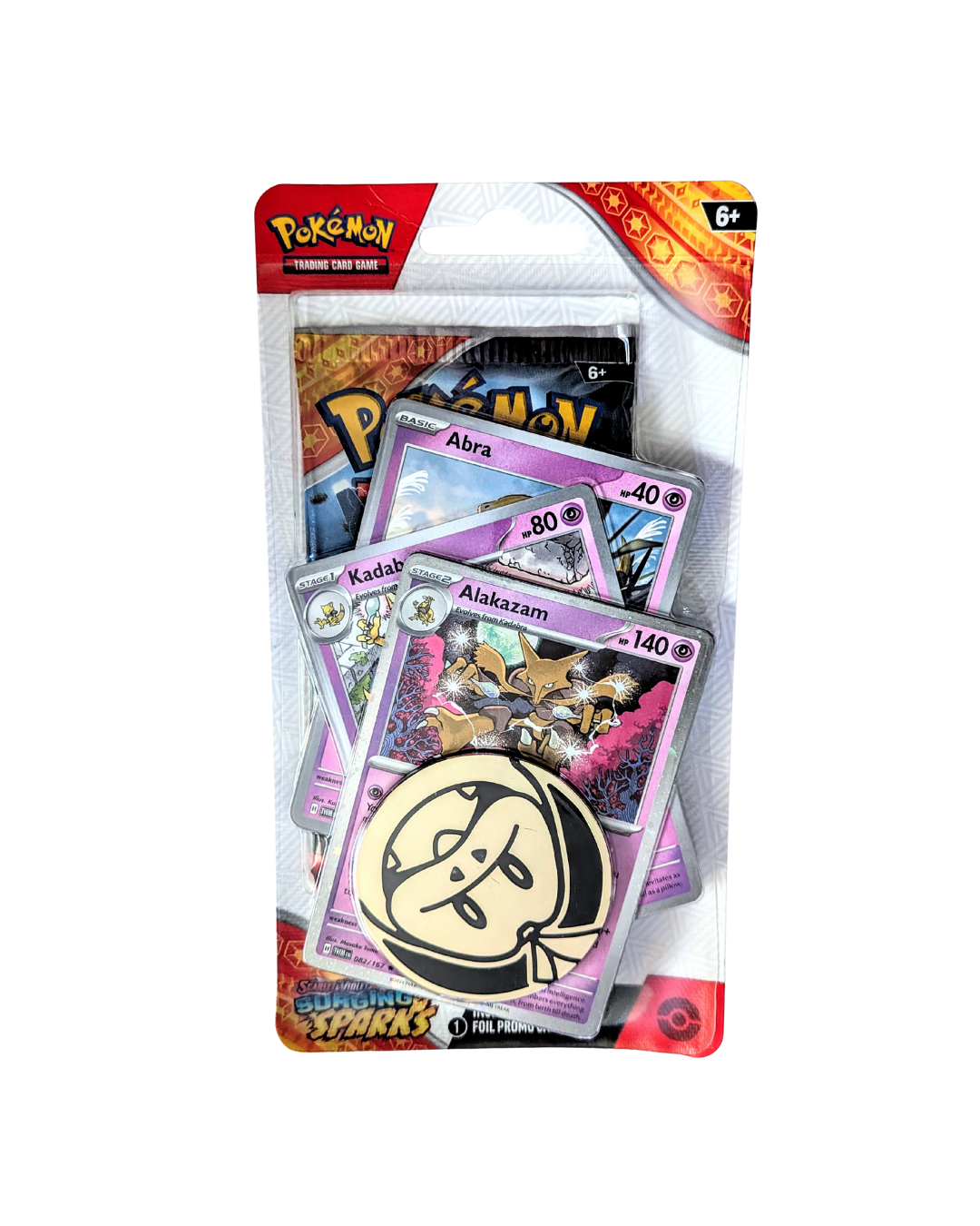 Pokemon Scarlet & Violet Surging Sparks Blister Pack - Checklane Premium Alakazam / Chandelure Promo