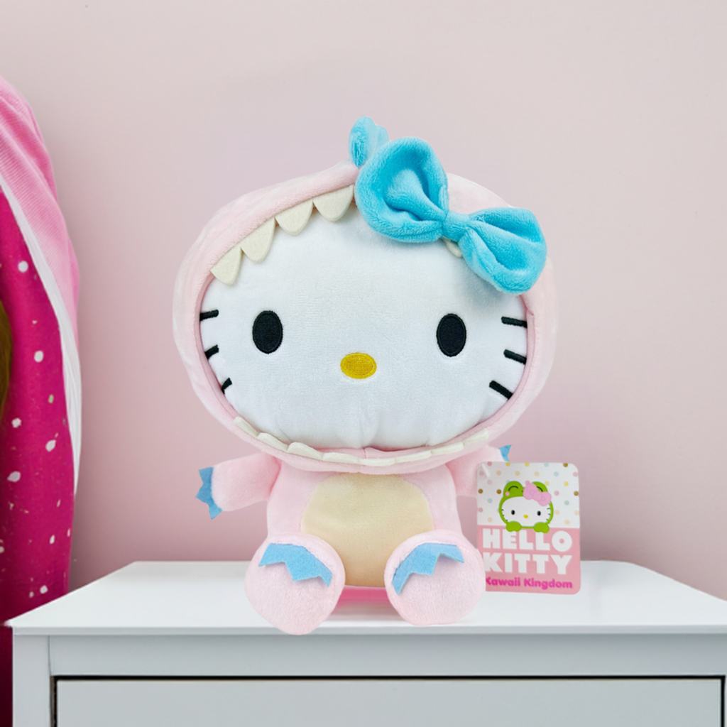 Official Hello Kitty Kawaii Kingdom Pink Dinosaur Outfit Soft Plush 10"