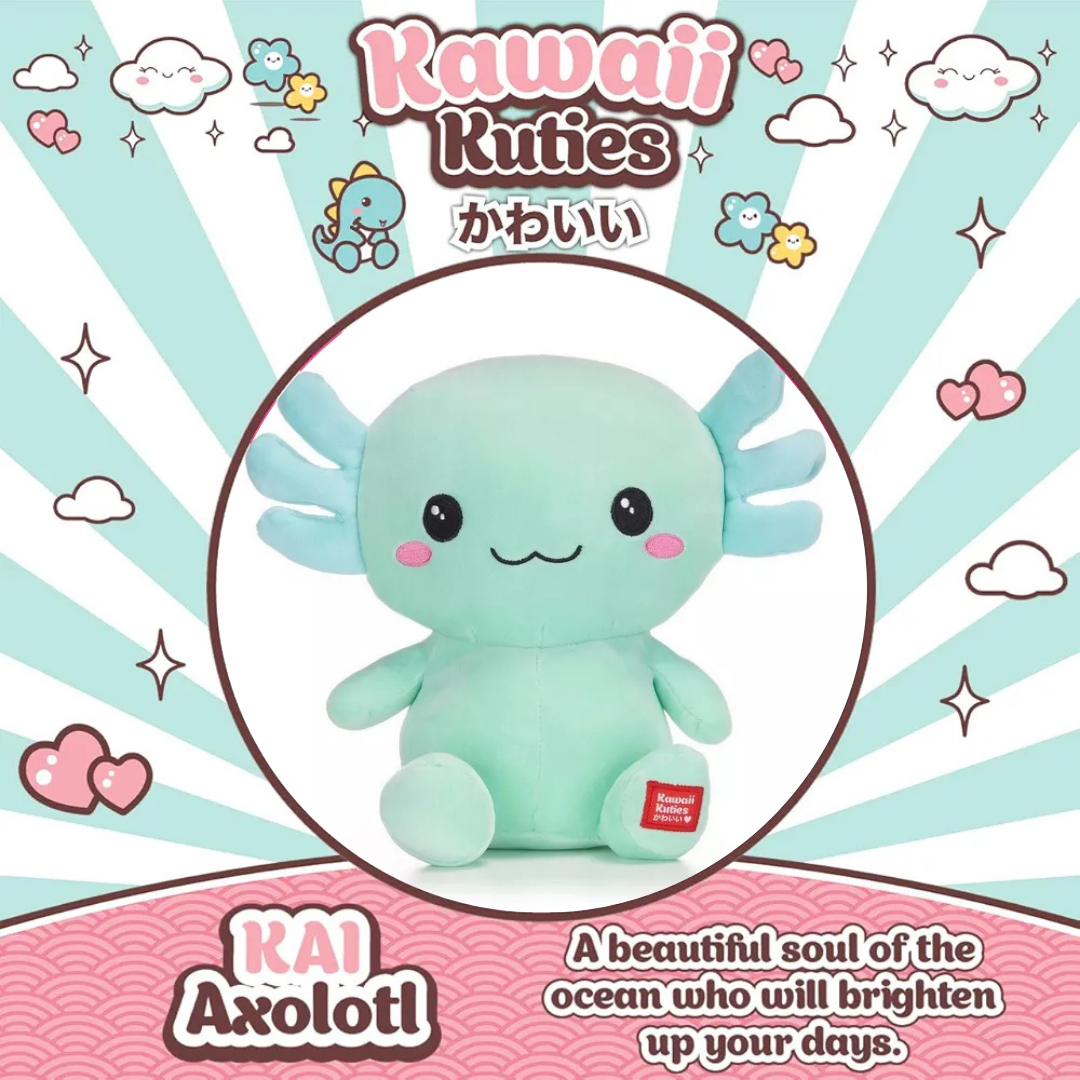 Official Kawaii Kuties Green Axolotl Soft Plush - Kai 10"