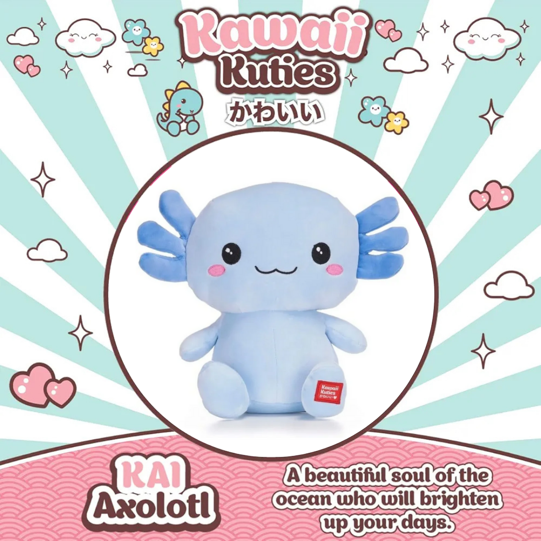 Official Kawaii Kuties Blue Axolotl Soft Plush - Kai 10"