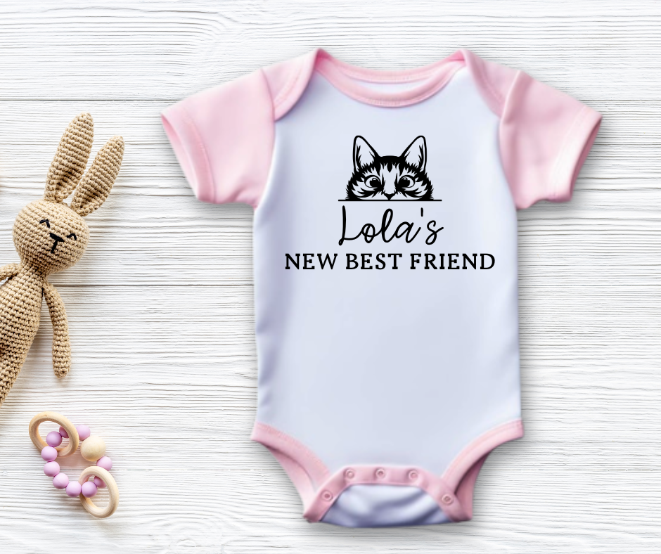 Custom Cat Lover Baby Grow | Pink/Blue 3-6M