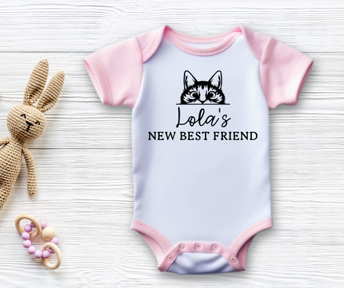 Custom Cat Lover Baby Grow | Pink/Blue 3-6M