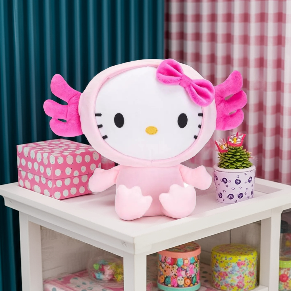 Official Sanrio Hello Kitty Kawaii Kingdom Pink Axolotl Outfit Soft Plush 10" Toy - Delightful Adventures