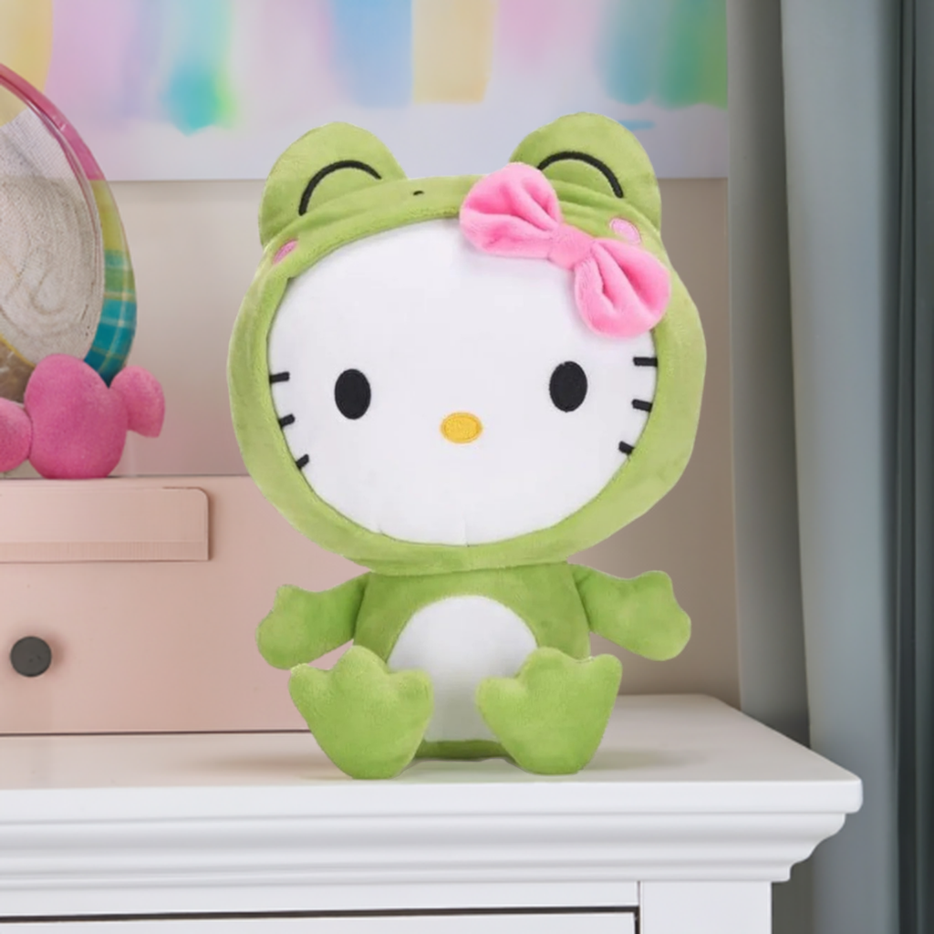 Official Sanrio Hello Kitty Kawaii Kingdom Green Frog Outfit Soft Plush 10" Toy